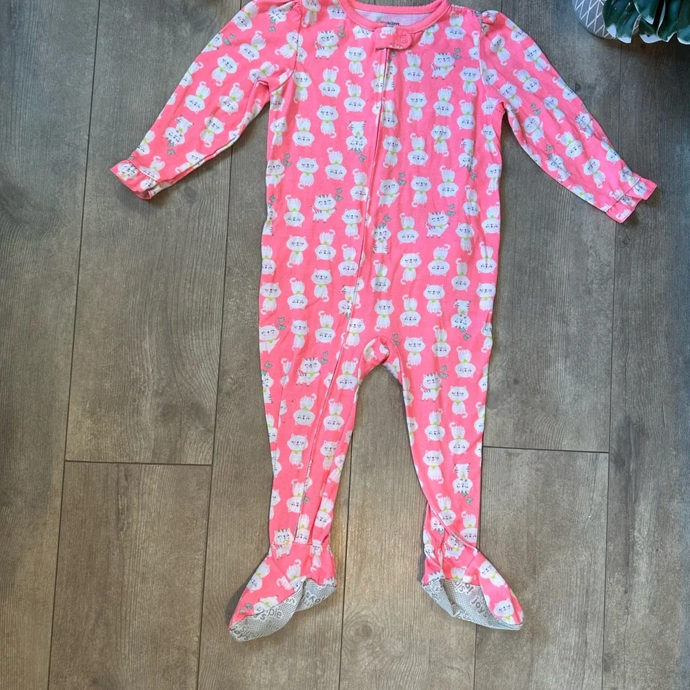 Carter’s Cat Zip Footie Ruffle Butt Pajamas 24 Months Baby Toddler Girl - Picture 5 of 12